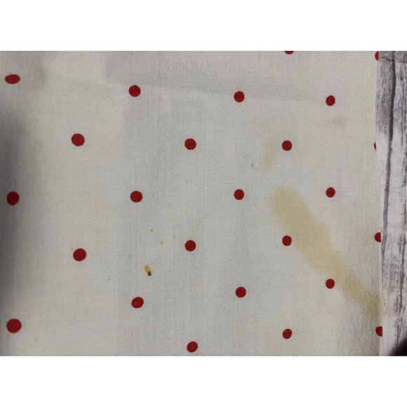 Vintage Christmas Printed Tablecloth Red Bows Ribbons Polka Dots 1950s Red Green - Picture 10 of 16